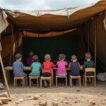 gaza's children courageously attend makeshift tent schools despite threats from snipers, showcasing resilience and hope amidst conflict.
