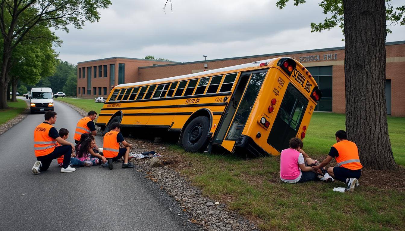 a tragic school bus accident in tennessee results in the loss of two students' lives and leaves several others injured. emergency responders are on the scene, and investigations are underway.